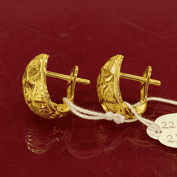 22K Gold Detailed Hoop Earrings – 2.7g