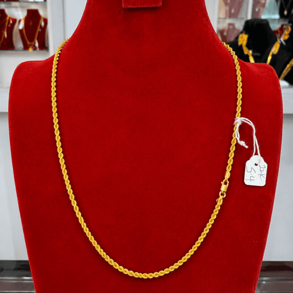 22K Gold Rope Chain Necklace