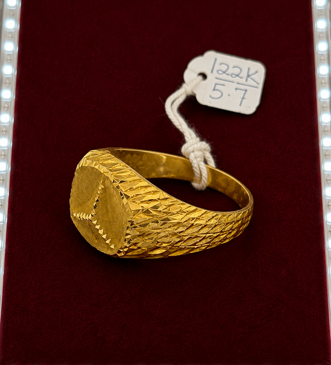 22K Gold Textured Signet Ring – 5.7g Side view