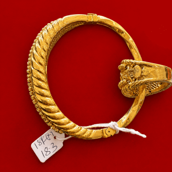 18K Gold Twisted Rope Bangle & Ring Set – 18.3g