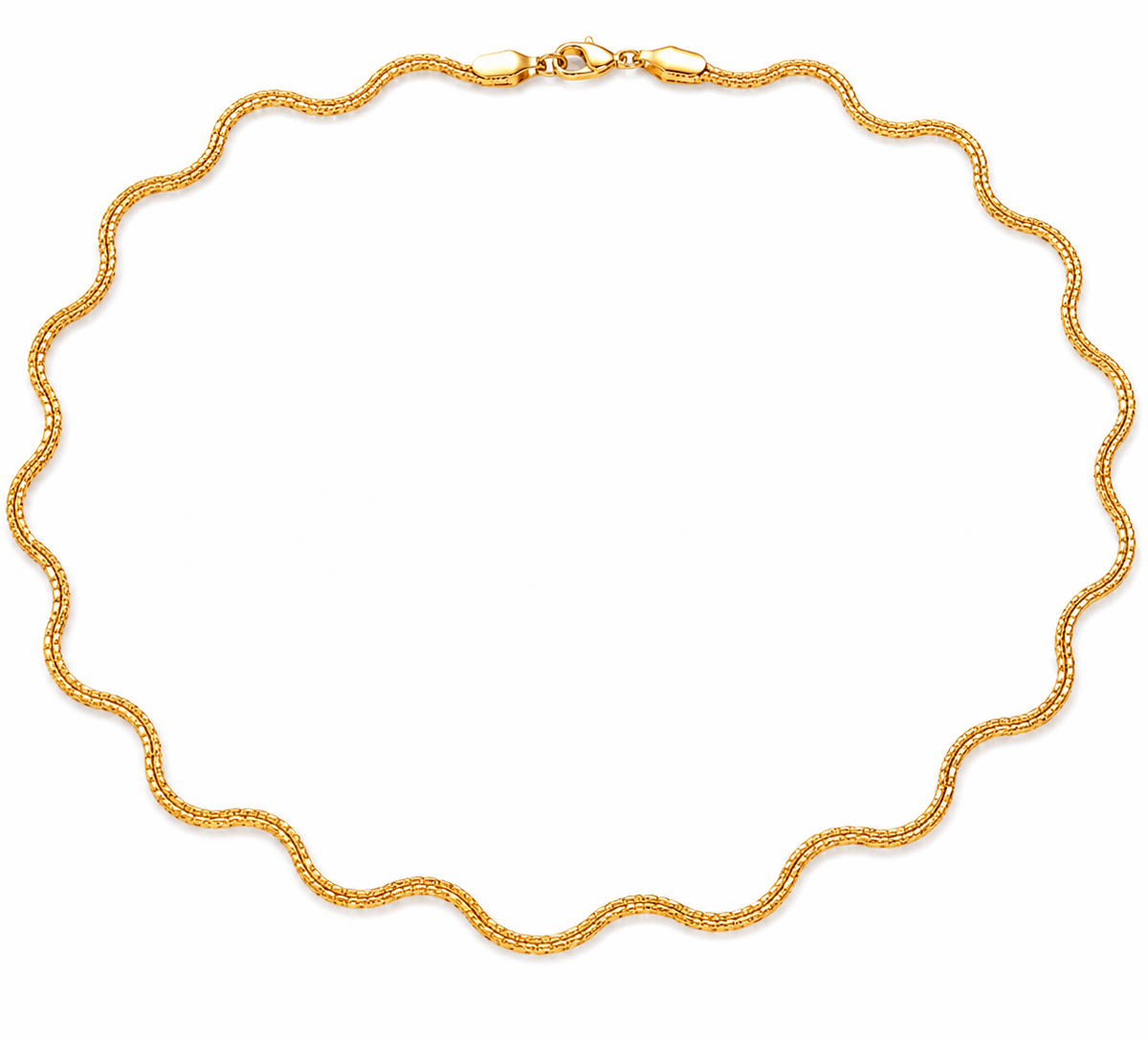 18K Yellow Gold Wavy Snake Chain Necklace