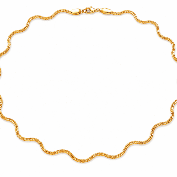 18K Yellow Gold Wavy Snake Chain Necklace