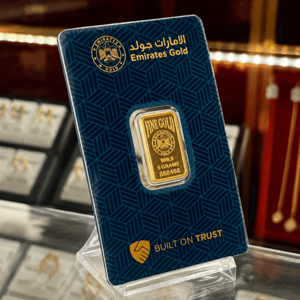 Emirates Gold 5 Gram Fine Gold Bullion Bar side view
