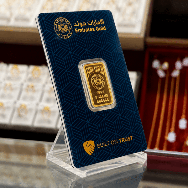 Emirates Gold 5 Gram Fine Gold Bullion Bar side view