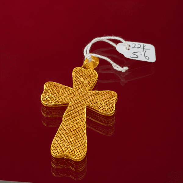 22K Yellow Gold Textured Cross Pendant