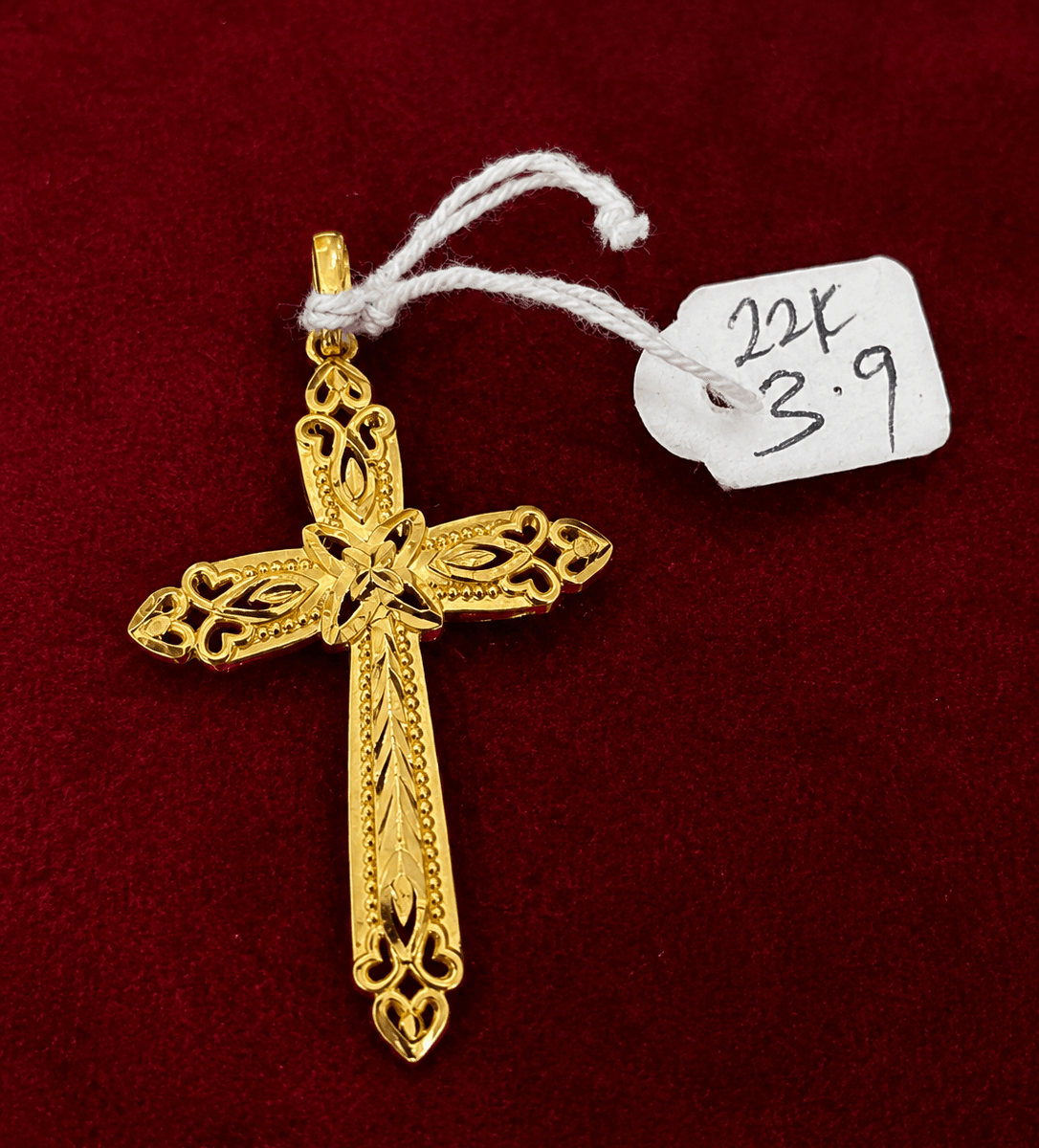 22K Yellow Gold Ornate Cross Pendant