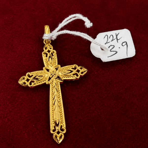 22K Yellow Gold Ornate Cross Pendant