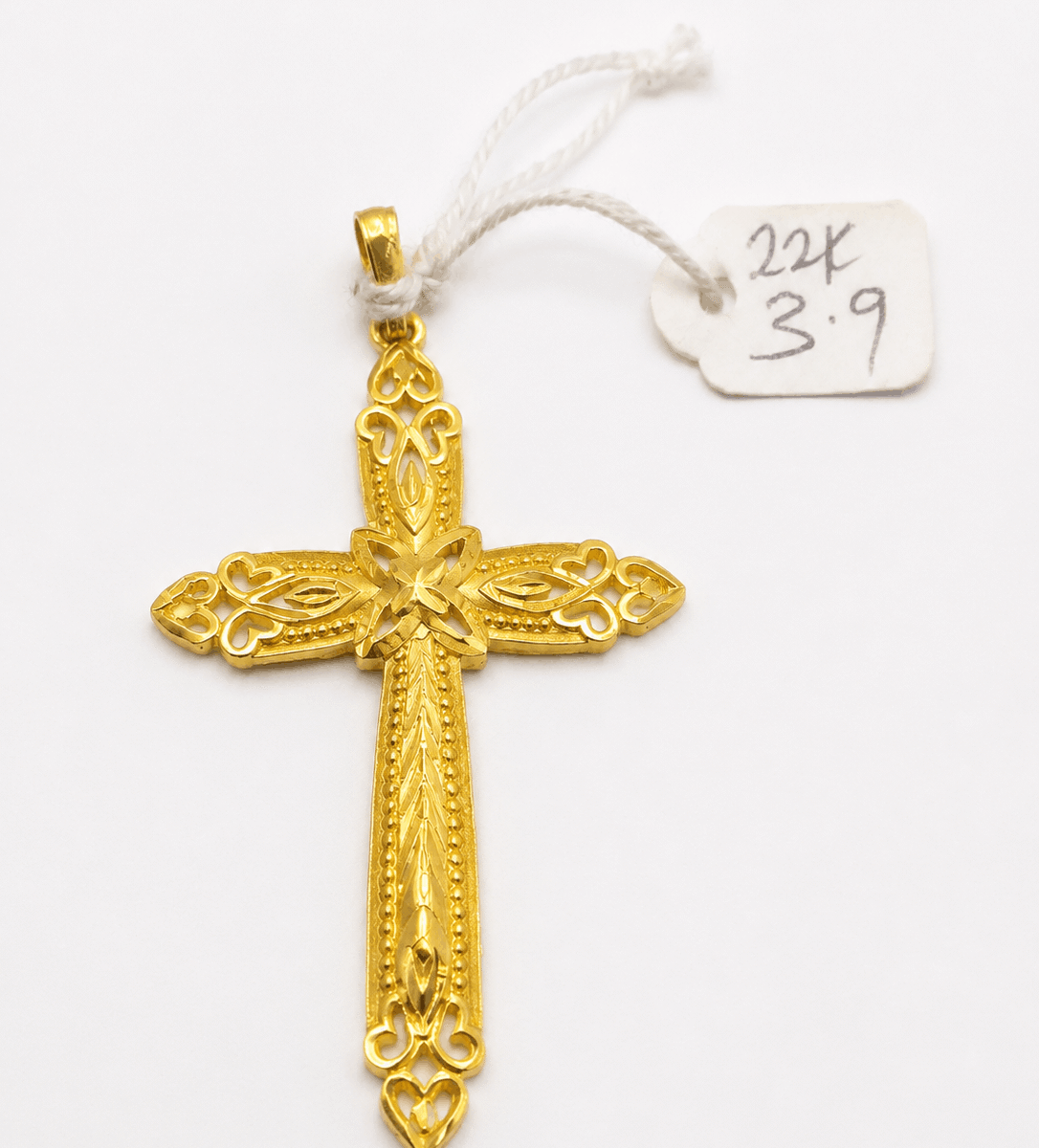 22K Yellow Gold Ornate Cross Pendant