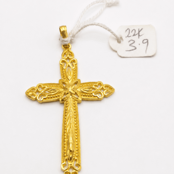 22K Yellow Gold Ornate Cross Pendant