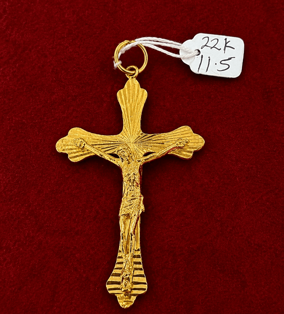 22K Yellow Gold Crucifix Pendant