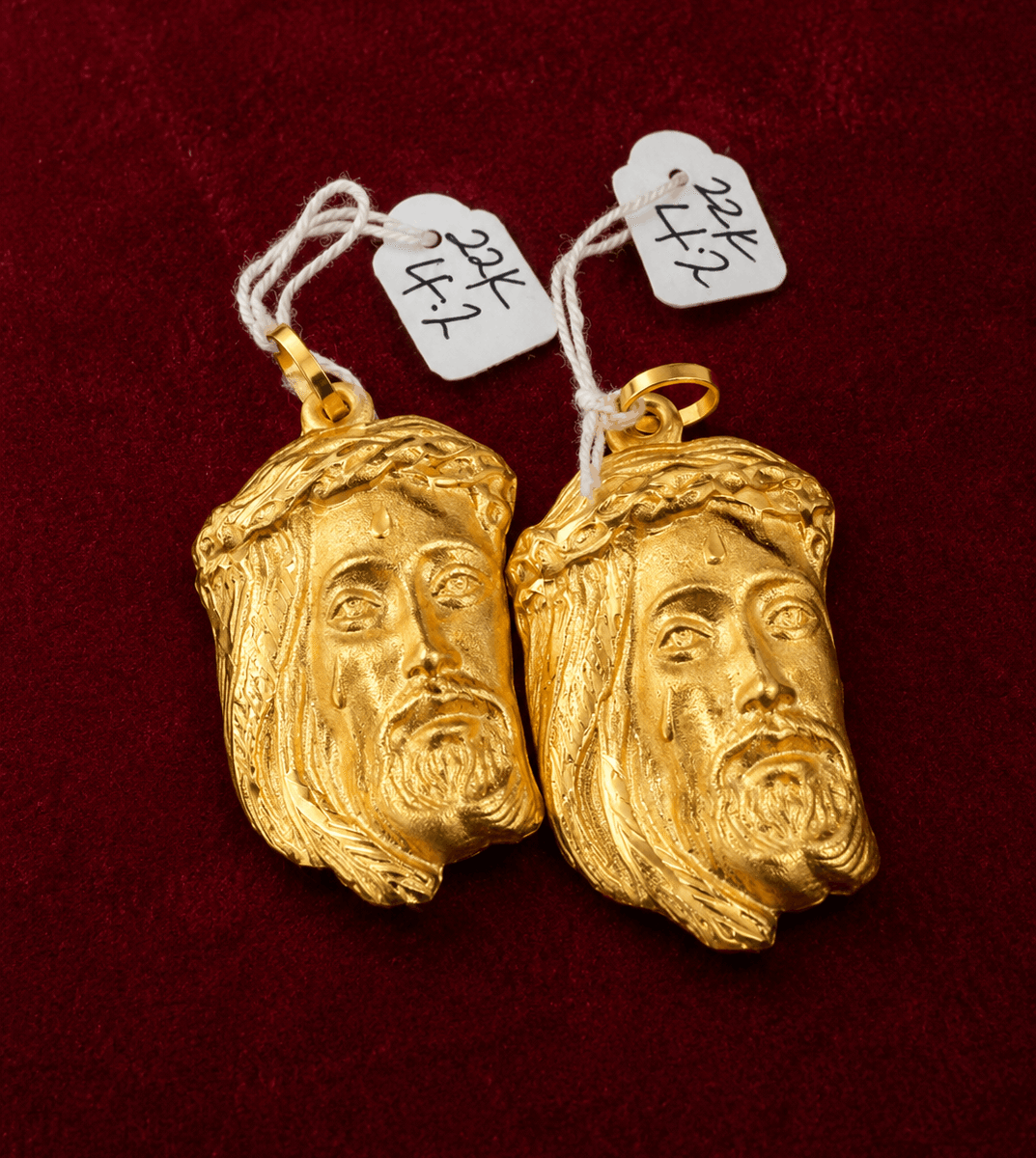 22K Yellow Gold Jesus Head Pendant