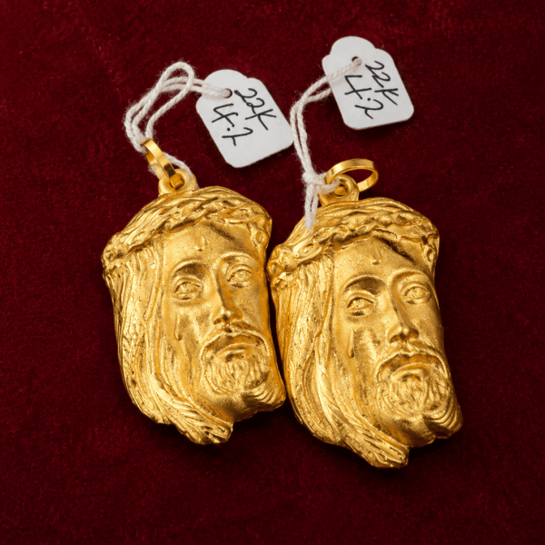 22K Yellow Gold Jesus Head Pendant