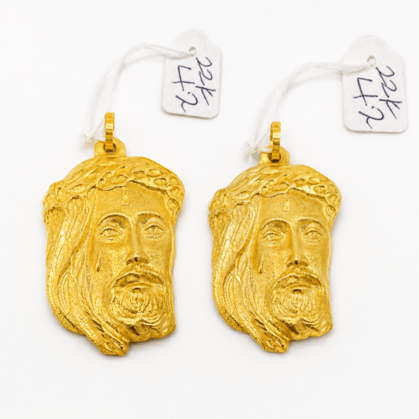 22K Yellow Gold Jesus Head Pendant