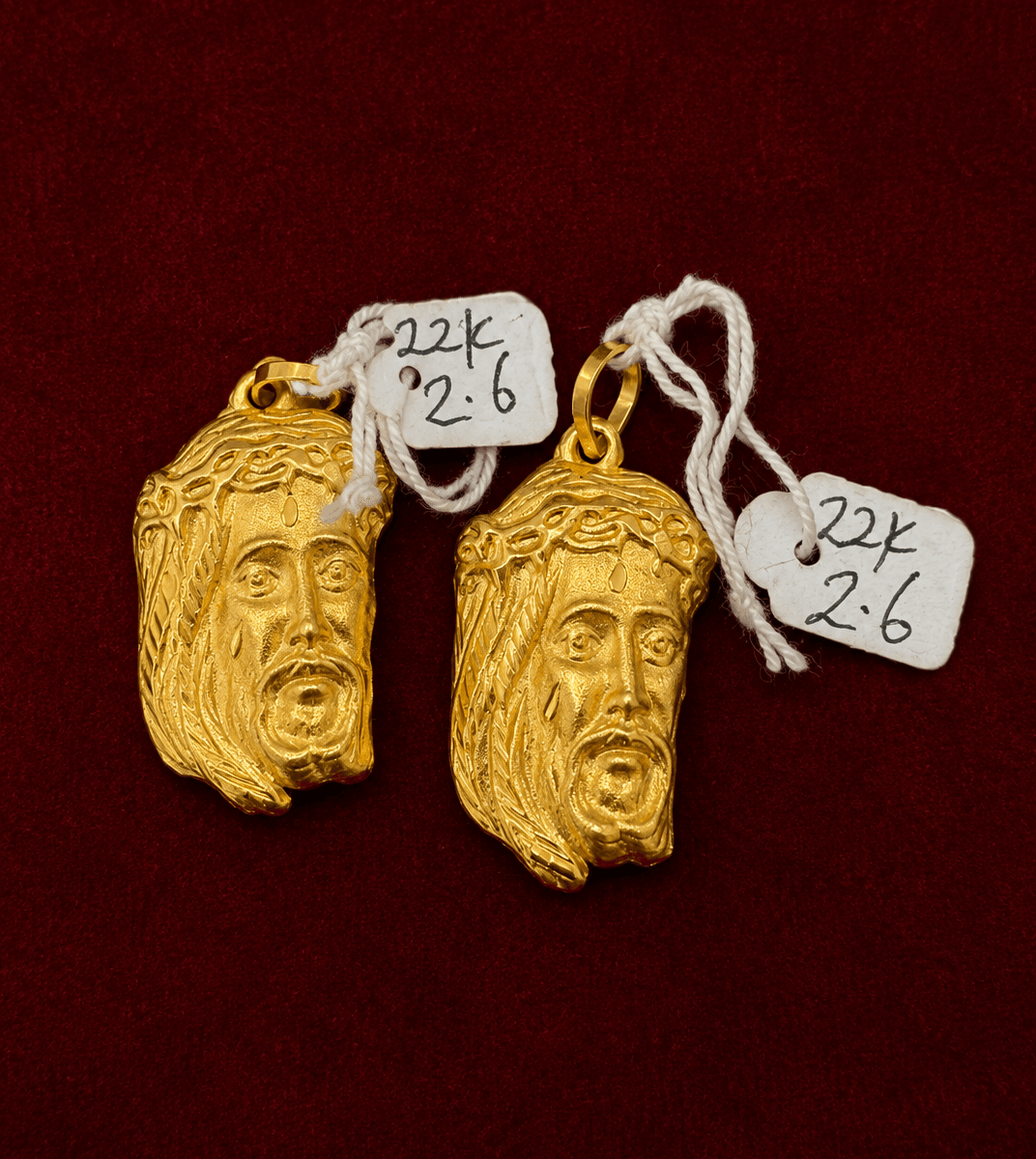 22K Yellow Gold Jesus Head Pendant