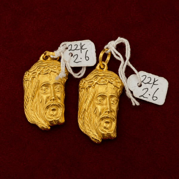 22K Yellow Gold Jesus Head Pendant