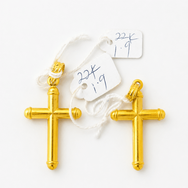 22K Yellow Gold Cross Pendant 1.9g