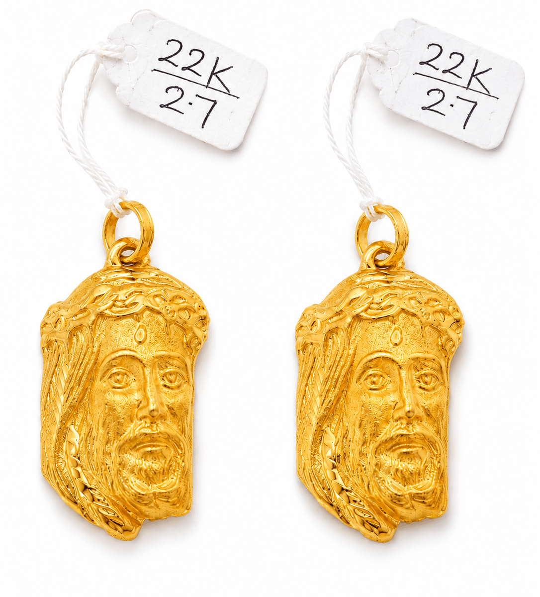 22K Yellow Gold Jesus Head Pendant (12.7g)