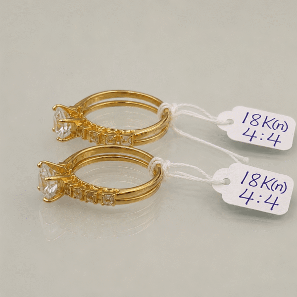 18K Gold Solitaire Ring Pair – 4.81g Each