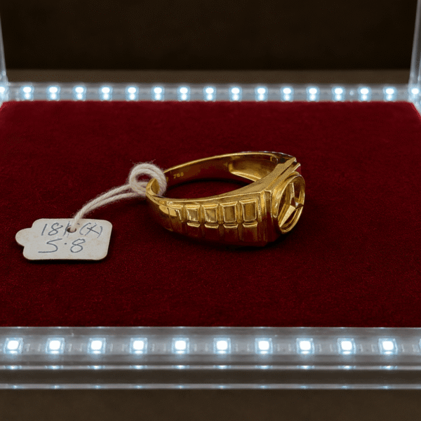 18K Gold Luxury Emblem Signet Ring – 5.8g side view