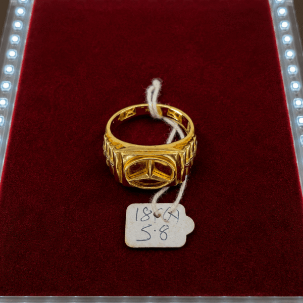 18K Gold Luxury Emblem Signet Ring – 5.8g