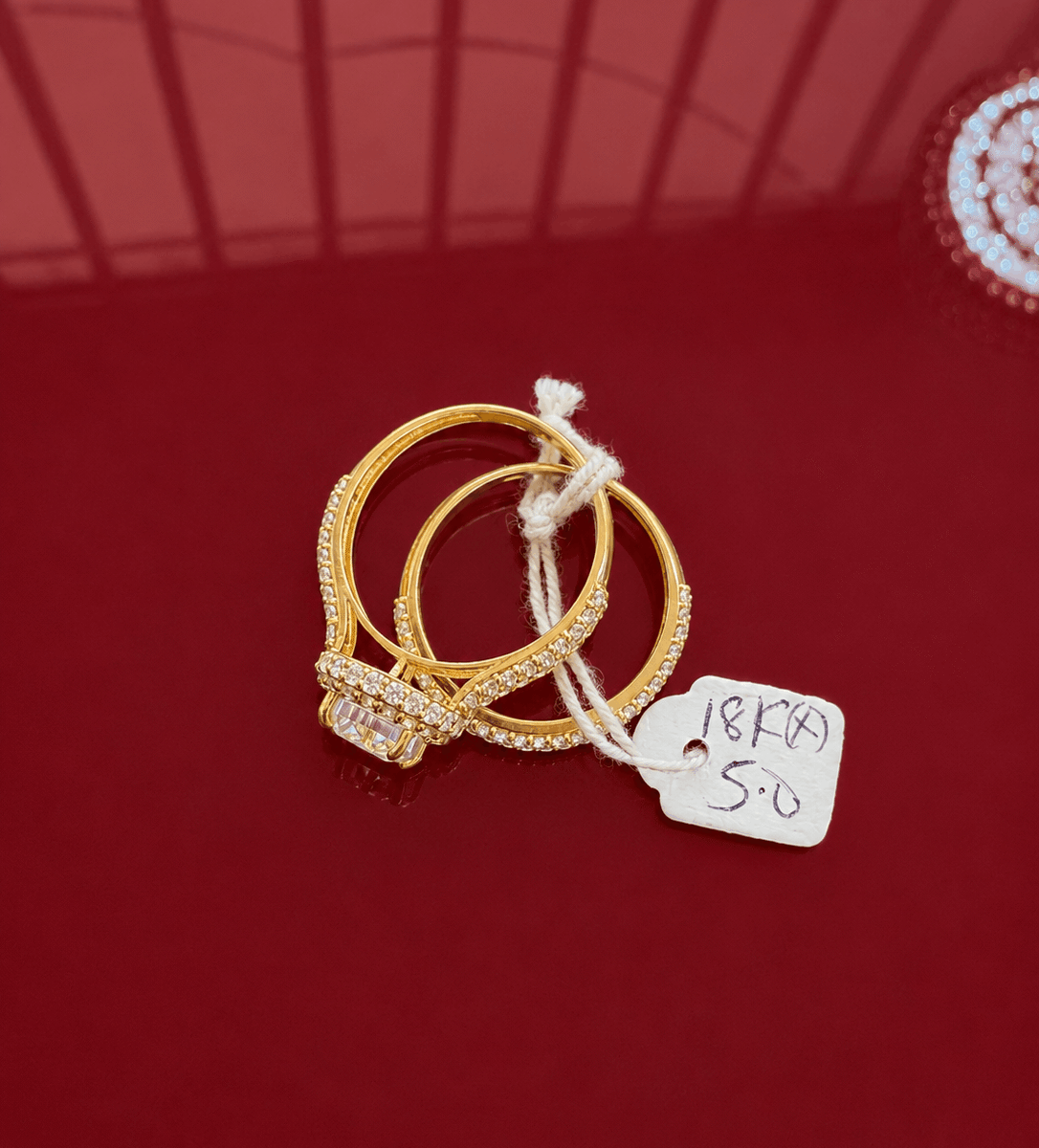 18K Gold Pavé Bridal Ring Set – 5.0g