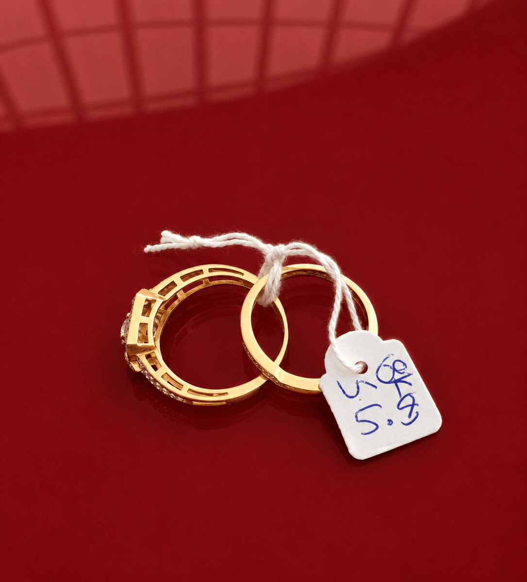 18K Gold Halo Bridal Ring Set – 5.5g