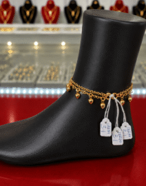 18K Gold Multi-Layer Charm Anklet – 3.1g side view