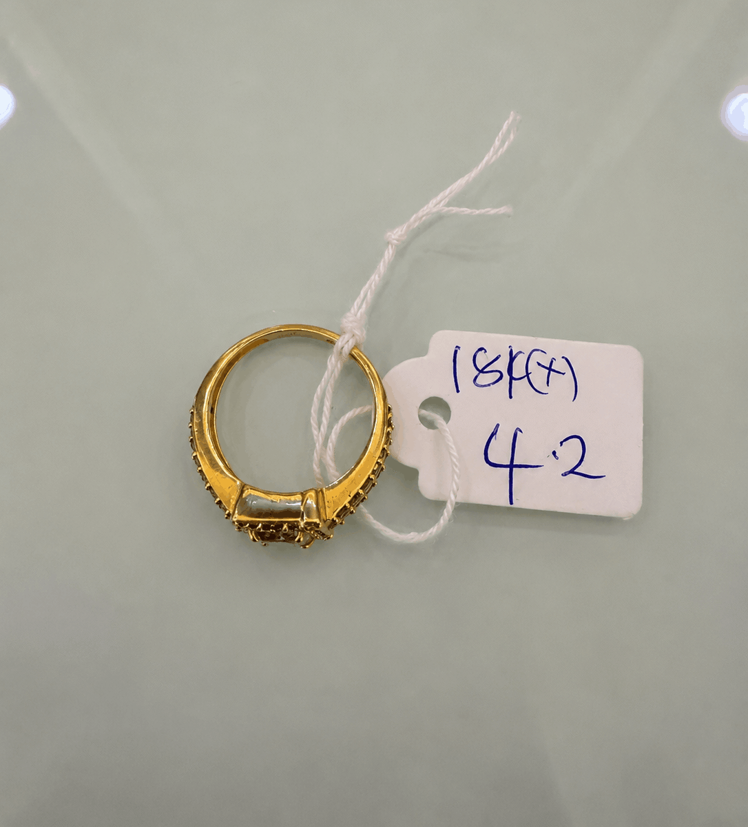 18K Gold Pavé Solitaire Ring – 4.2g