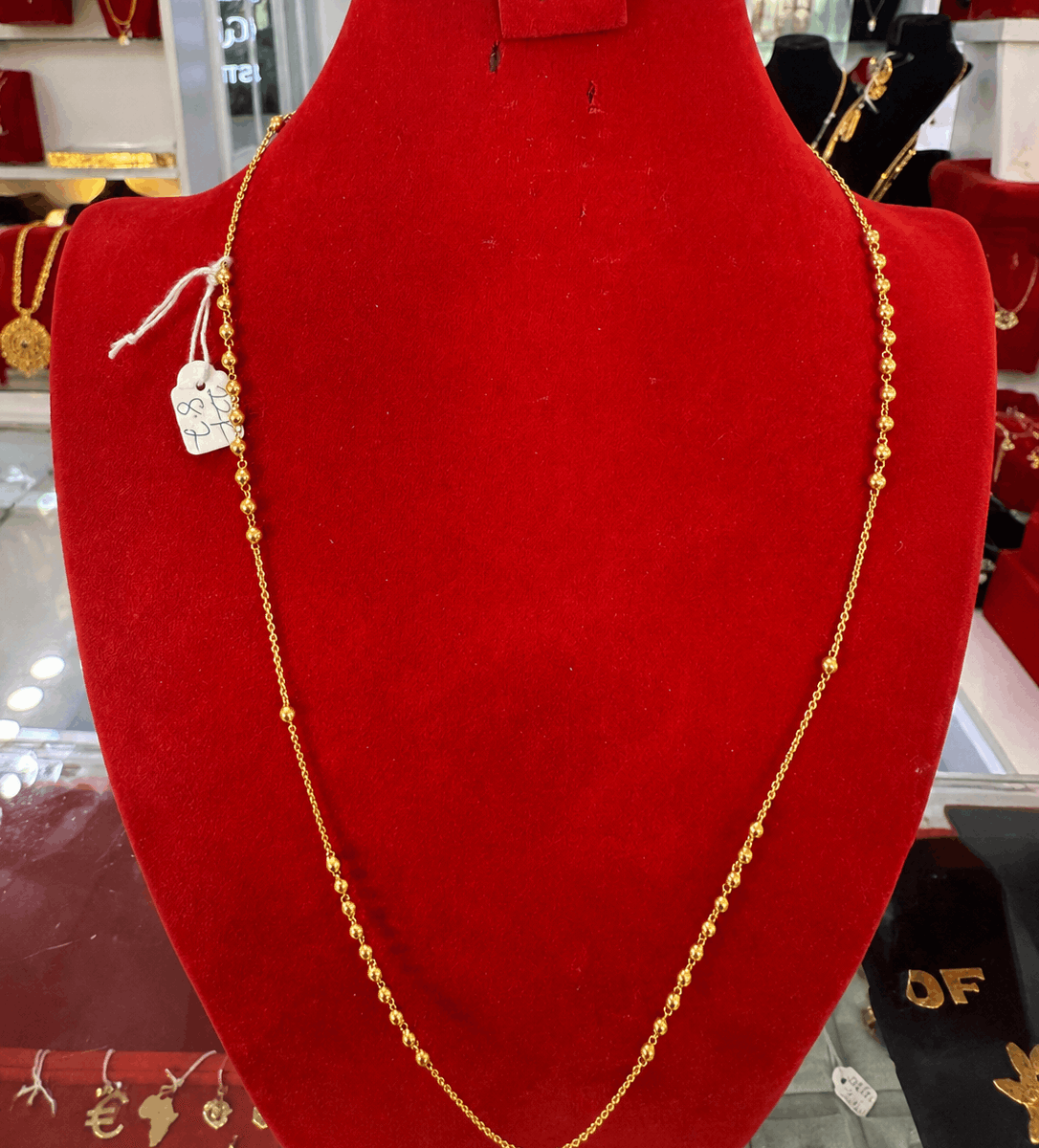 22K Gold Beaded Station Chain Necklace – 6.3g