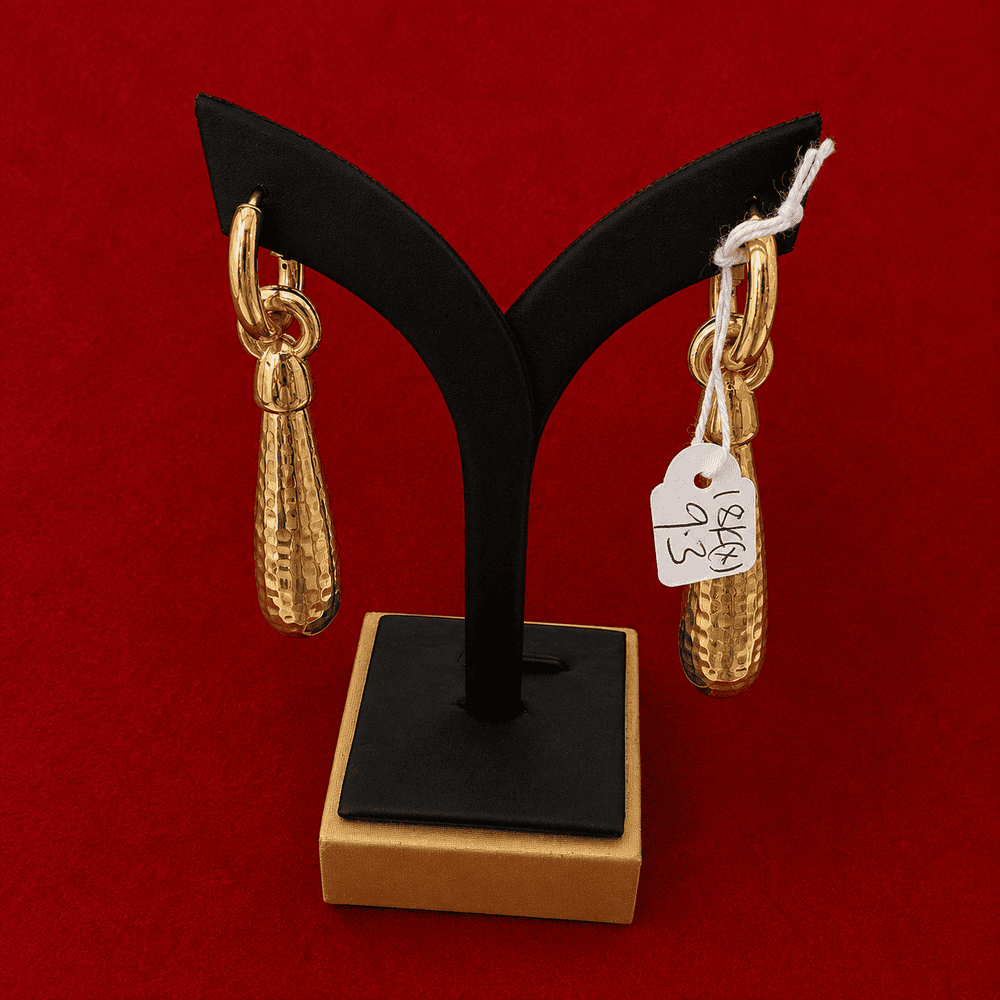 18 Karat Gold Geometric Drop Earrings – 9.3g