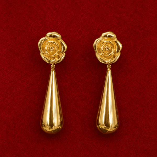 18 Karat Gold Geometric Drop Earrings – 9.3g
