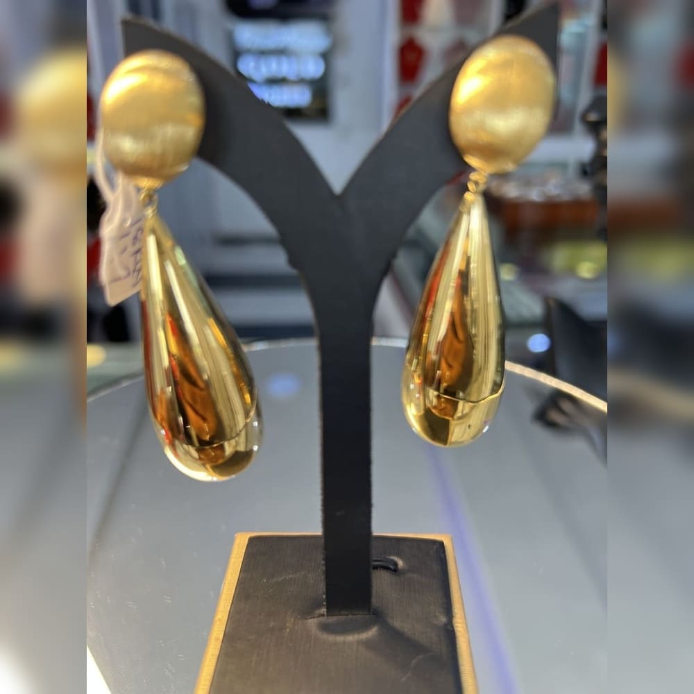 princeandprincess 18 Karat Gold Geometric Drop Earrings – 9.3g